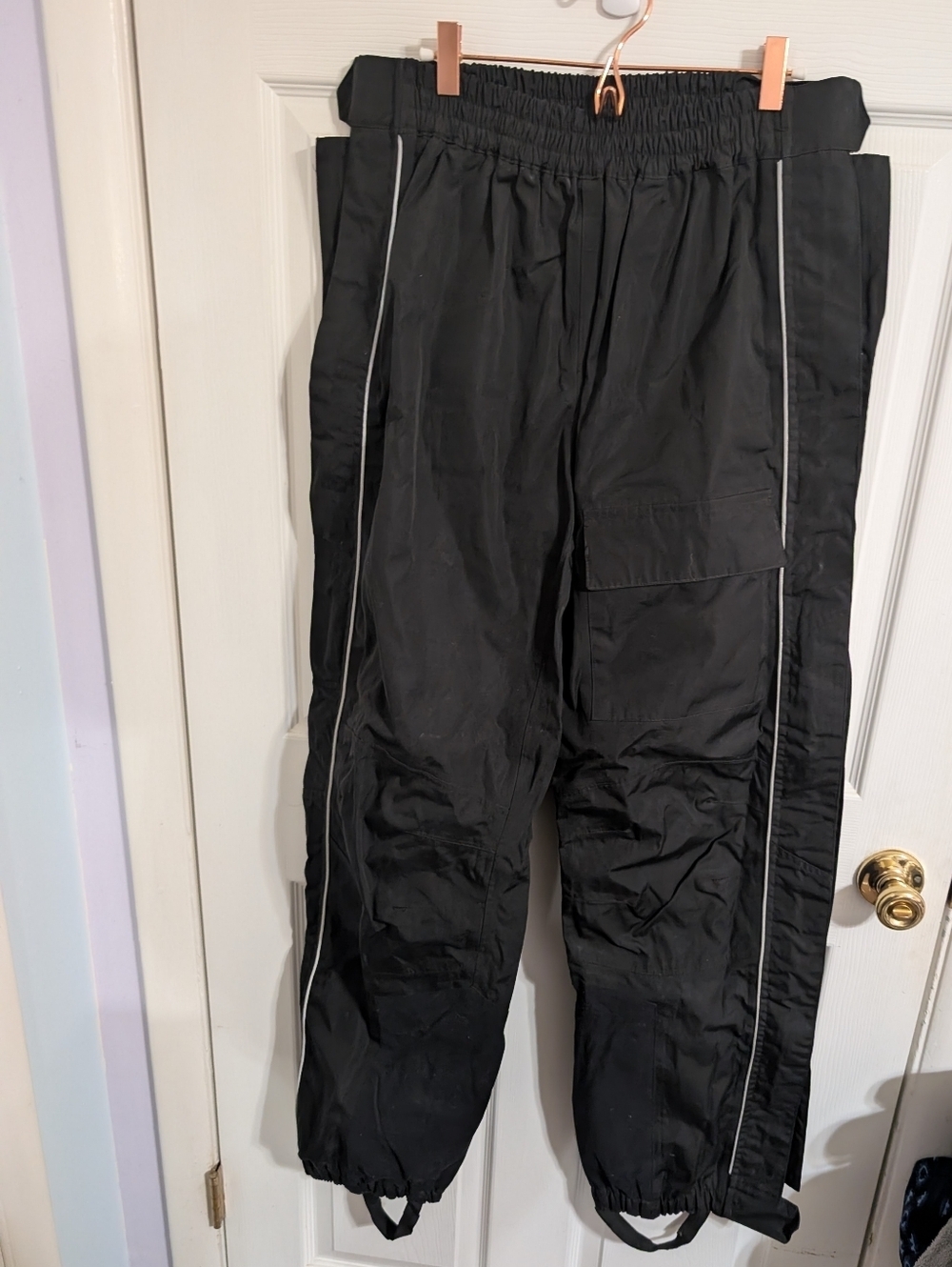 Harley Davidson Motorcycle Rain Pants Overpants Black Full Zip Stirrups Large